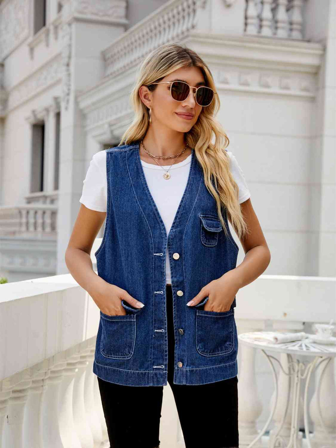 Button Down Denim Vest