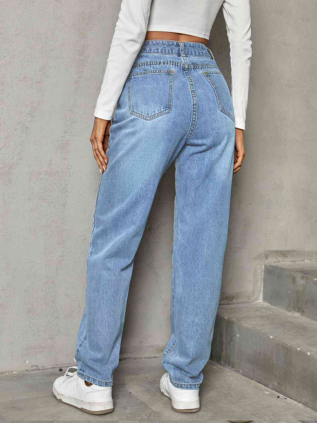 Asymmetrical Straight Leg Jeans